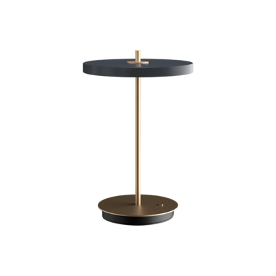 Elegantná dizajnová stolová lampa Asteria Move od Umage so zabudovaným LED panelom a difúzorom so skrytým USB portom na nabíjanie mobilného telefónu, 4stupňový stmievač