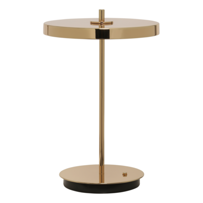 Elegantná dizajnová stolová lampa Asteria Move od Umage so zabudovaným LED panelom a difúzorom so skrytým USB portom na nabíjanie mobilného telefónu, 4stupňový stmievač