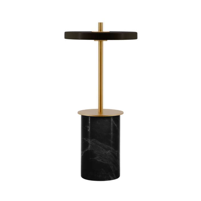 Elegantná dizajnová stolová lampička Umage Asteria Move Mini so zabudovaným LED panelom so štvorstupňovým stmievačom a mramorovou základňou, dostupná v 4 farbách. (čierny mramor)